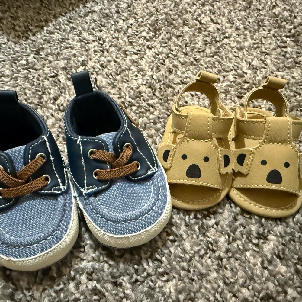 Blue and Tan Kids Shoes Set 0-3months